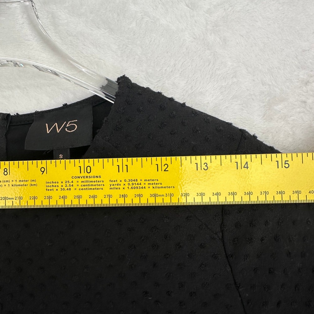 W5 Black Textured Dot Bell Sleeve Zipper Back Top Blouse Size S - Picture 7 of 13